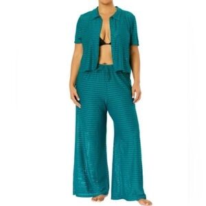 XL Hurley Women's Swim Cover Up Lightweight Crochet 2-Peice Set Green NEW Beach